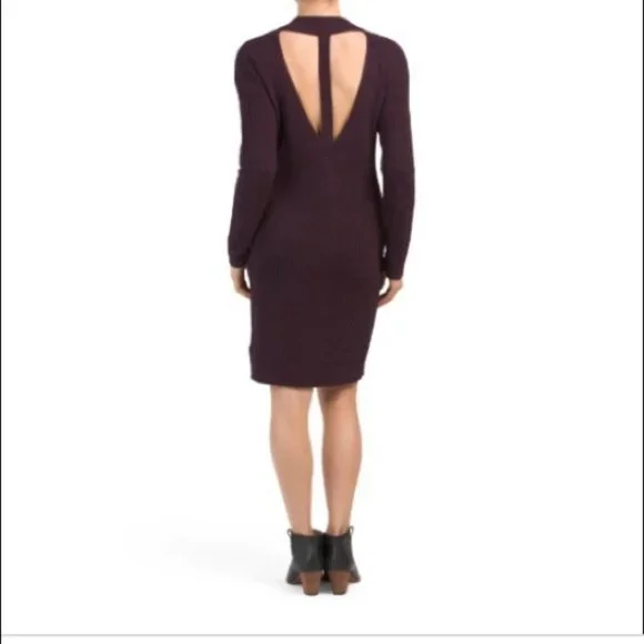 ANTHOPOLOGIE RUBY MOON Moon Cutout Back Brown Sweater Dress NWT - Picture 2 of 5